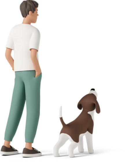 casual life 3d three quarter back view standing with dog 2